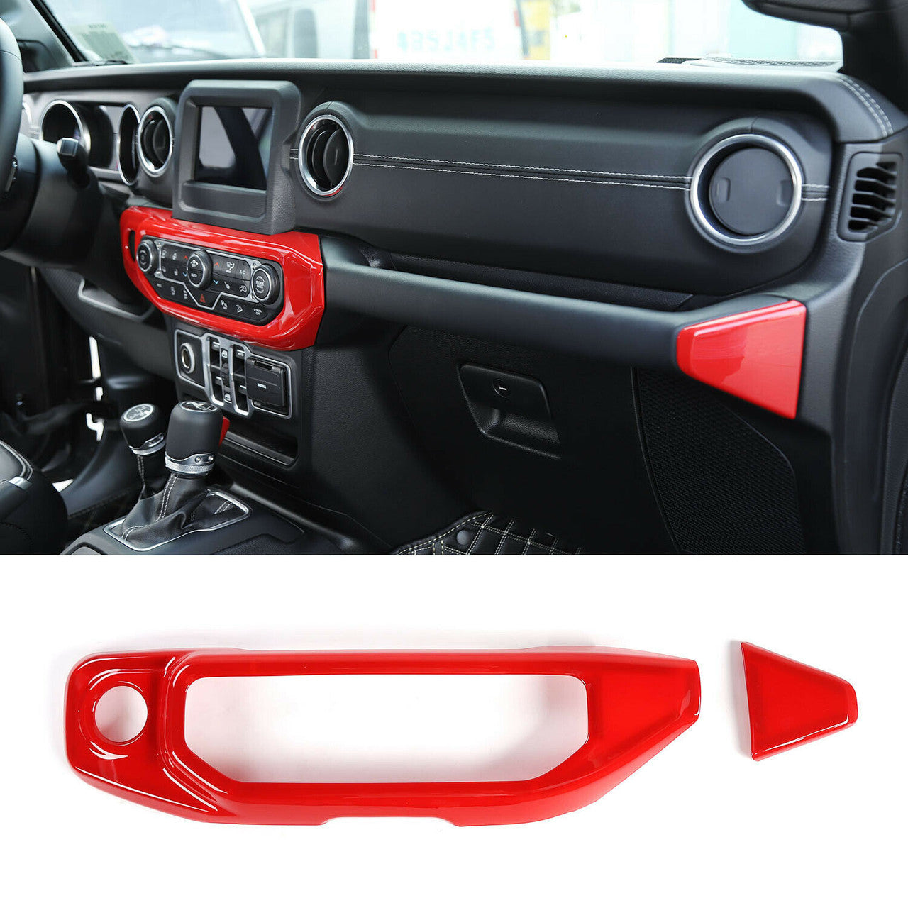 Air Condition Control Panel Cover Trim for Jeep Wrangler JL 2018-2023 Red Interior Part