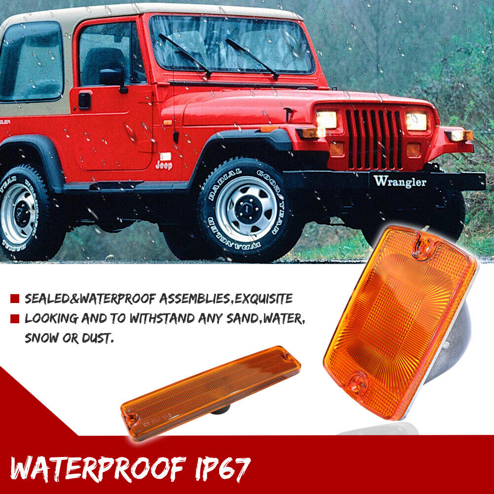 Amber Bumper Turn Signals And Fender Side Marker Light Housings Set for Jeep Wrangler YJ 1987-1995 Lighting