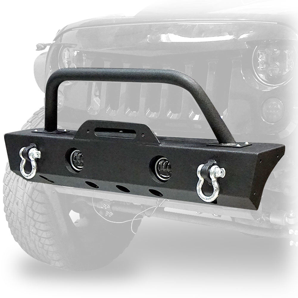 Stubby Rock Crawler Front Bumper with LED Fog Lamps for Wrangler JK 2007-2017 Bumper