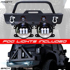 Front and Rear Tire Carrier Stubby Rock Crawler Bumpers w/LED Fog for Wrangler JK 2007 - 2018 - GENSSI Bumper