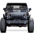 Front and Rear Tire Carrier Stubby Rock Crawler Bumpers w/LED Fog for Wrangler JK 2007 - 2018 - GENSSI Bumper