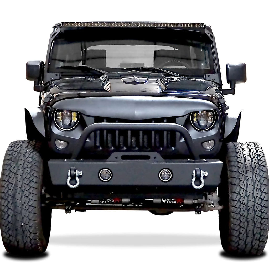 Stubby Rock Crawler Front Bumper with LED Fog Lamps for Wrangler JK 2007-2017 Bumper