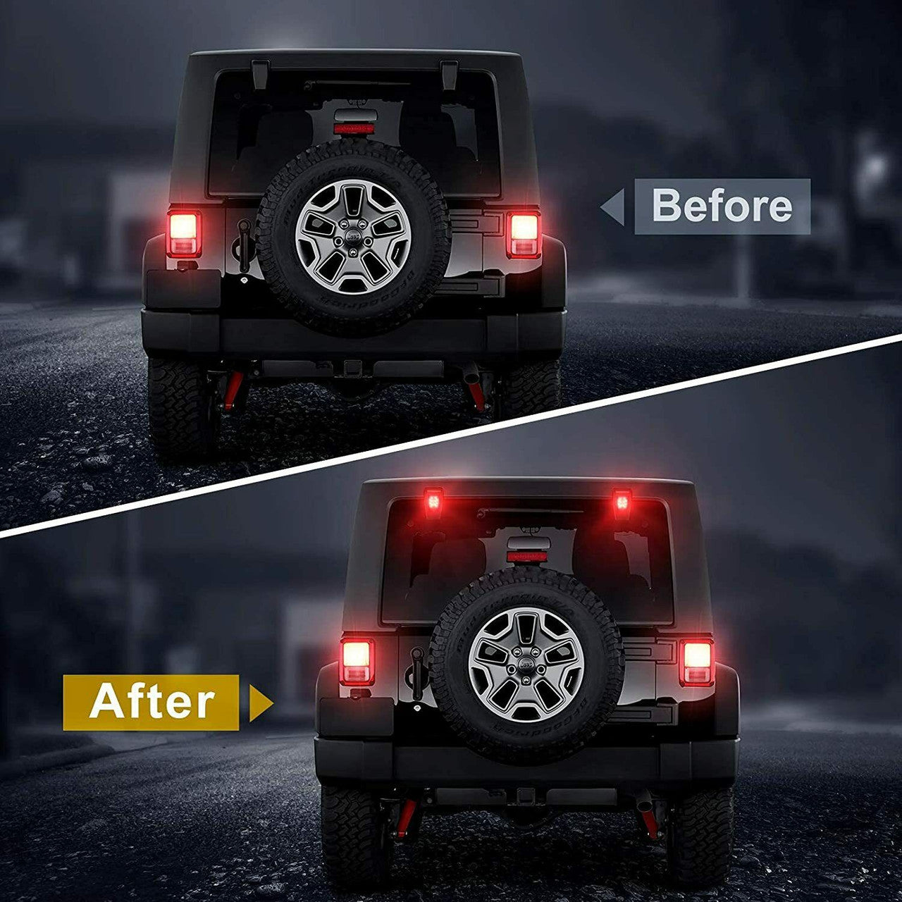 Rear Window Glass BrakeTail Backup LED Lights Kit For Jeep Wrangler JK (2007-2017 ) Lighting