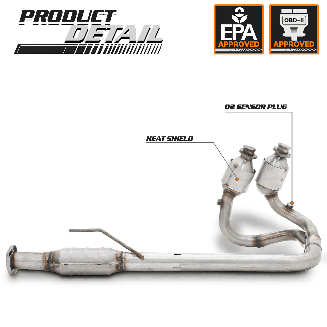 Catalytic Converter Exhaust Y - Pipe W/ Heat Shield For 2004 - 2006 Jeep Wrangler 4.0 - GENSSI Performance