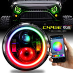 HALO RGB CHASE Projector LED Headlights for Wrangler 1996 - 2018 - GENSSI Lighting