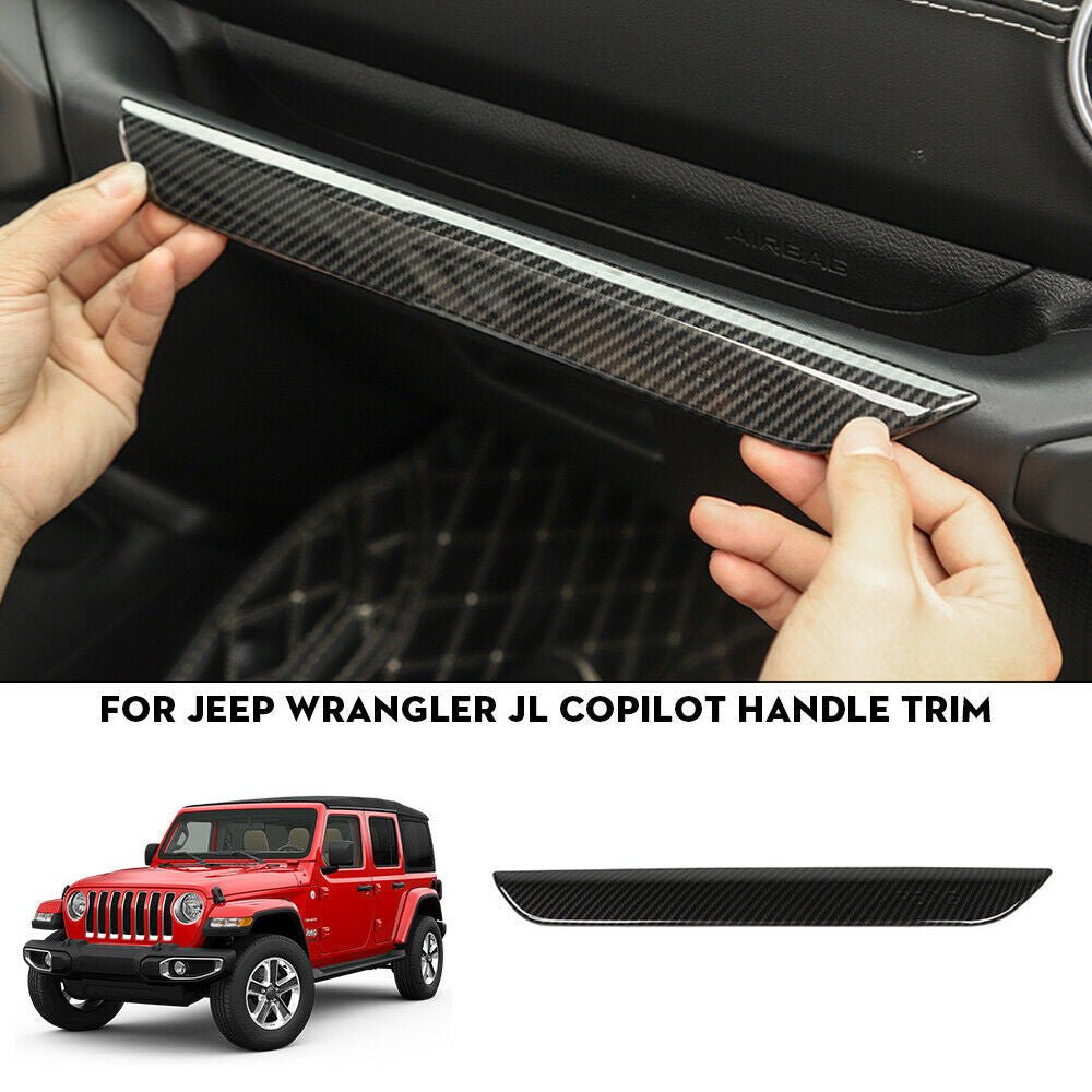 Copilot Side Grab Handle Bar Trim for Jeep Wrangler JL 2018 - 2023 Carbon Fiber Finish - GENSSI Interior Part