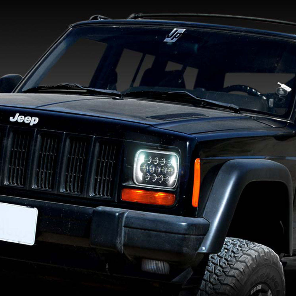 XPE Honeycomb LED Black Projector Headlights w/DRL for XJ and YJ Lighting