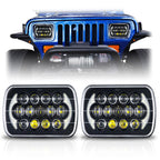 XPE Honeycomb LED Black Projector Headlights w/DRL for XJ and YJ Lighting