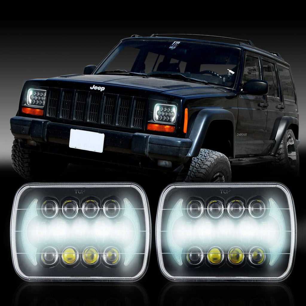 XPE Honeycomb LED Black Projector Headlights w/DRL for XJ and YJ Lighting