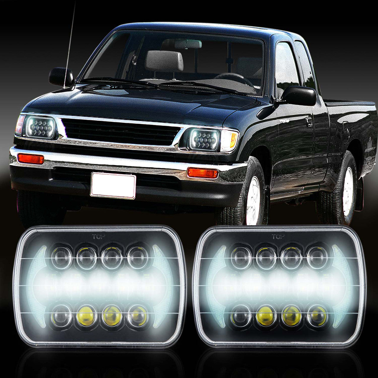 XPE Honeycomb LED Black Projector Headlights w/DRL for XJ and YJ Lighting