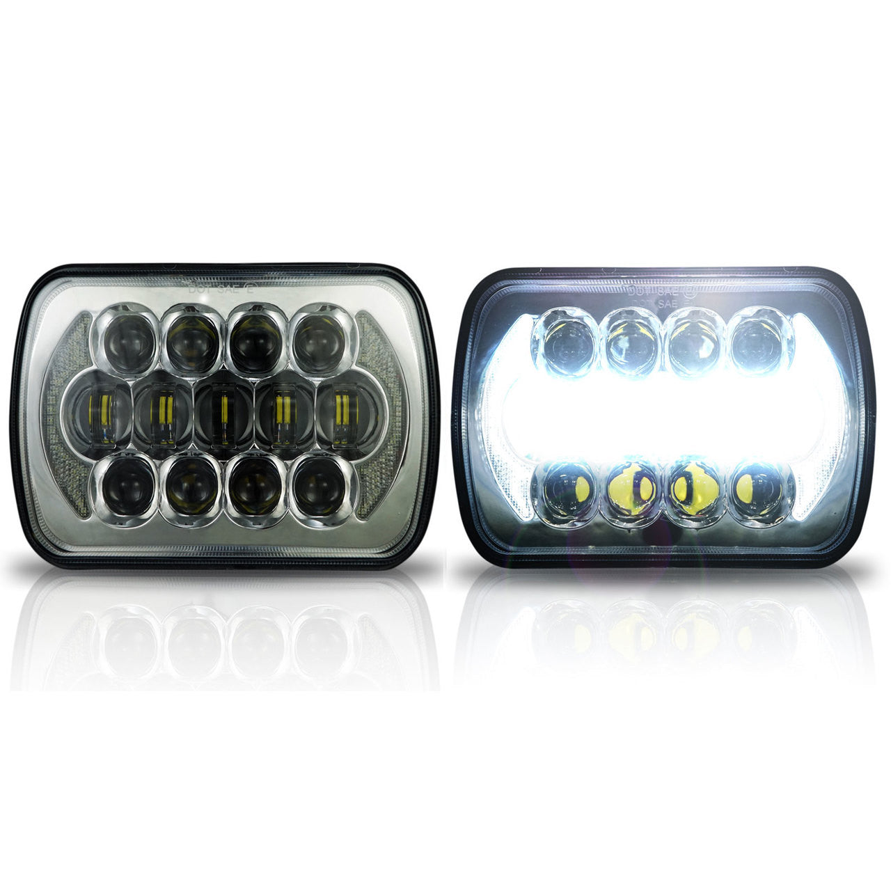 XPE Honeycomb LED Chrome Projector Headlights w/DRL for XJ and YJ Lighting