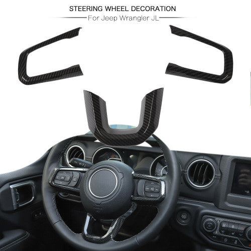 Steering Wheel Cover Trims Frame for Jeep Wrangler JL 2018-2023 Carbon Fiber Default Title Interior Part