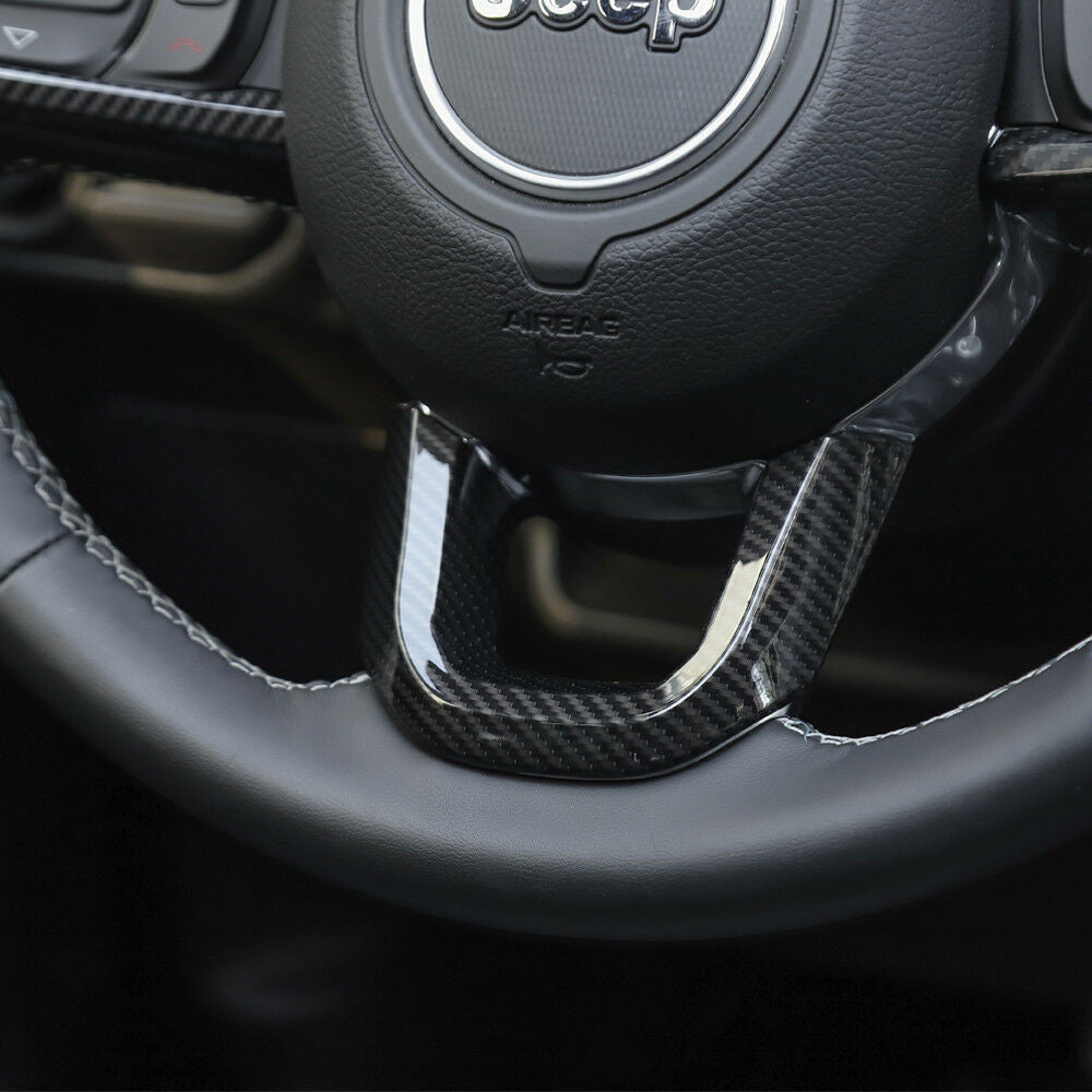 Steering Wheel Cover Trims Frame for Jeep Wrangler JL 2018-2023 Carbon Fiber Interior Part