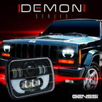 DEMON LED Black Projector Headlights w/DRL for XJ and YJ - GENSSI Lighting