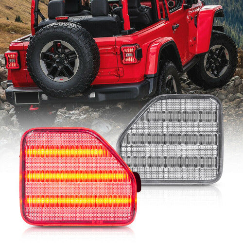 Rear Bumper Reflector Tail Light for Jeep Wrangler JL 2018-2023 Clear Lens Red LED Default Title Lighting