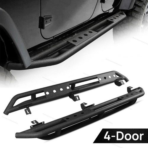Running Boards Side Steps 2007-2018 Jeep Wrangler 4-Door Black Powdered Default Title Exterior Part