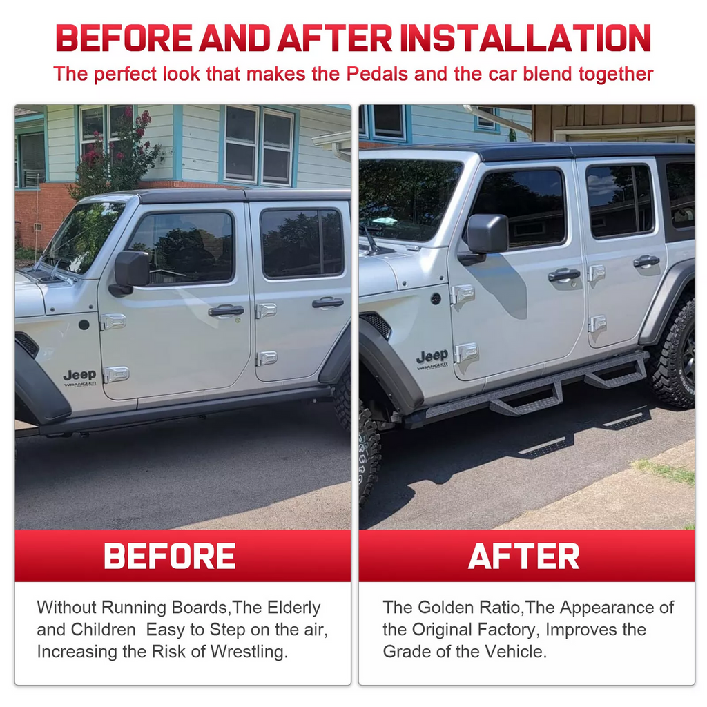 Nerf Bar Running Boards Side Steps for 2018-2024 Jeep Wrangler JL 4 Door Exterior Part