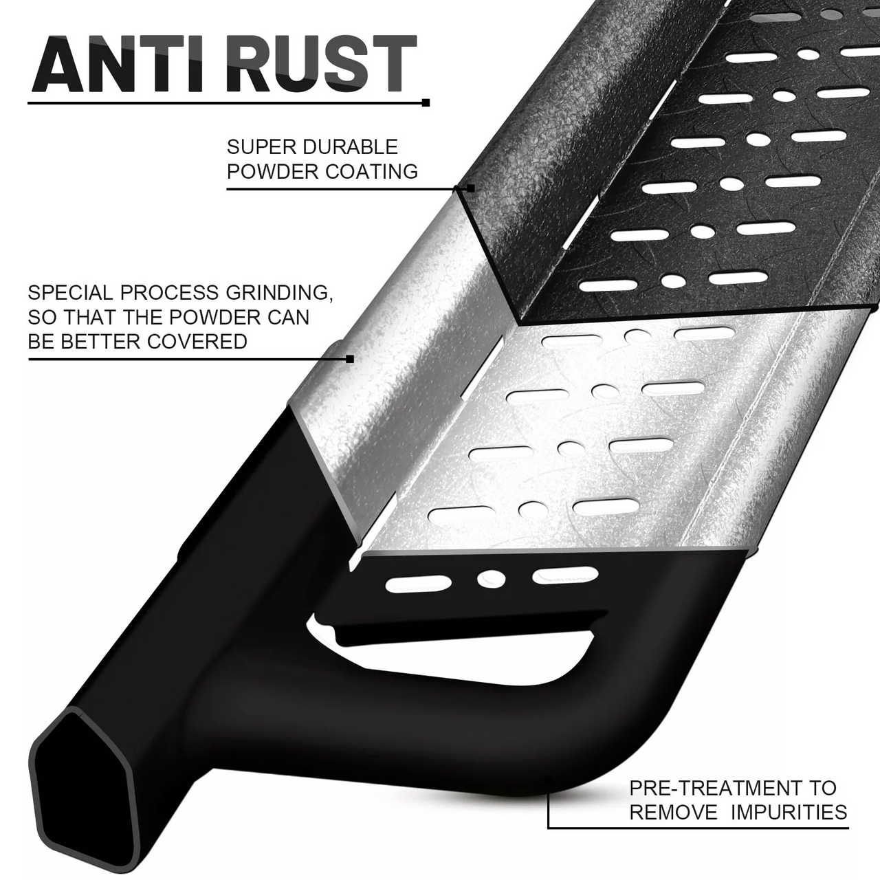 Running Boards Side Steps Bars BDK for 2018-2025 Jeep Wrangler JL Unlimited 4-Door Exterior Part