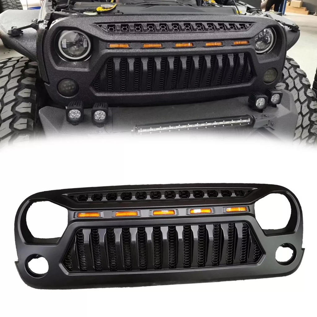 5 Amber LED Grille with Running Lights for Jeep Wrangler JK JKU 2007-2018 Grille
