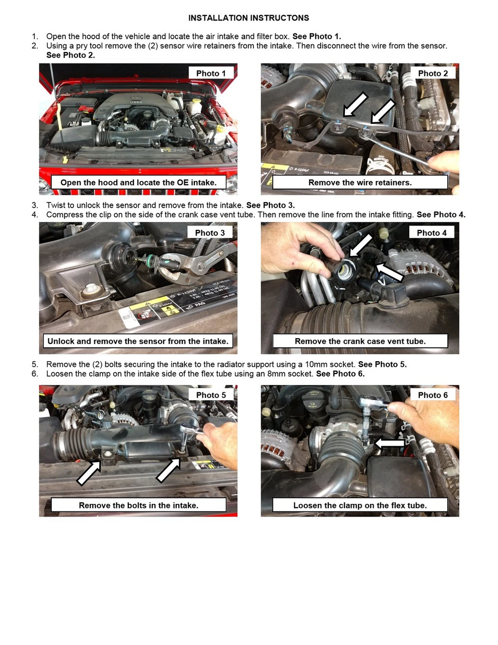 Cold Air Intake for Jeep Wrangler JL (2018-2023) / Jeep Gladiator (2020-2023) 2.0L 3.6L Engines Performance