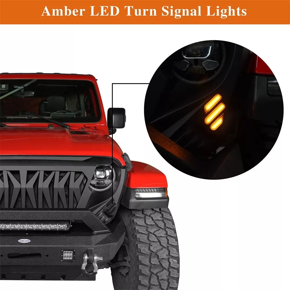 GLADIATOR WARRIOR Front Grille w/ LED Turn Signals for Jeep Wrangler JL & Gladiator 2018+ Grille