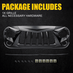 Black Widow Grid Mesh Grille for Jeep Wrangler JK JKU 2007 - 2018 - GENSSI Grille