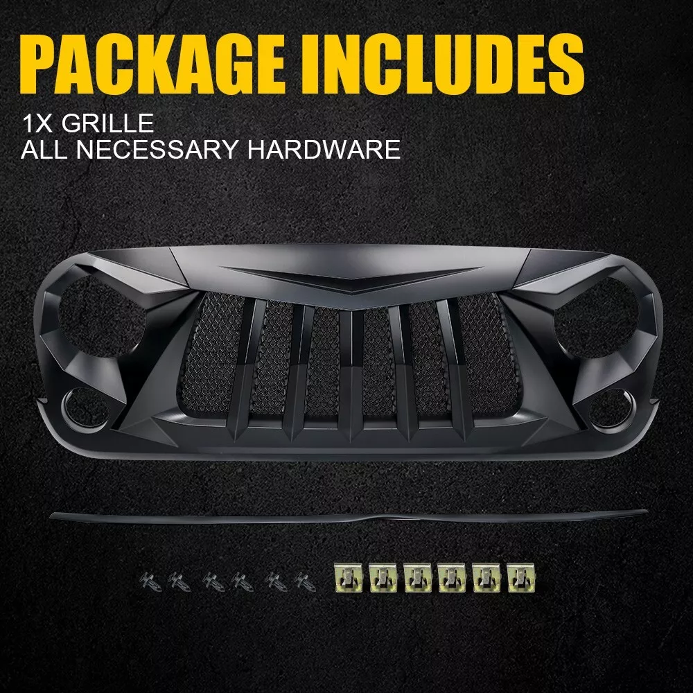 Black Widow Grid Mesh Grille for Jeep Wrangler JK JKU 2007-2018 Grille