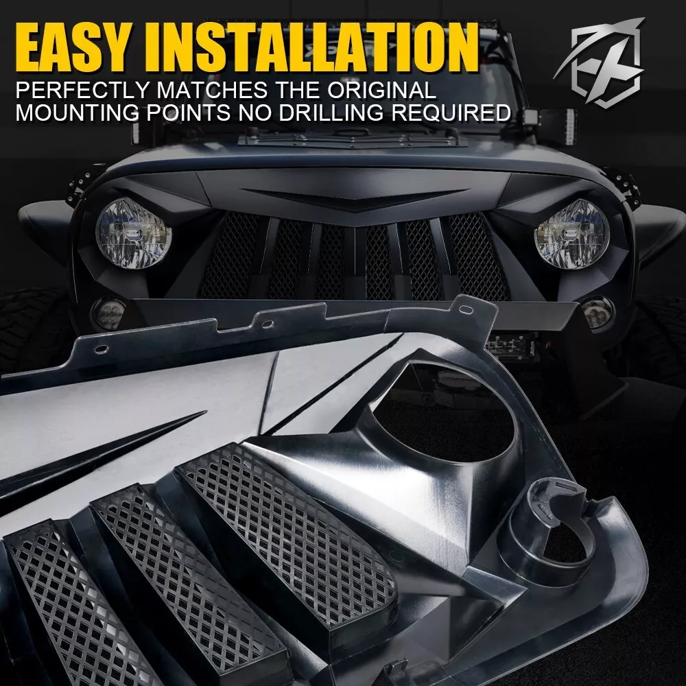 Black Widow Grid Mesh Grille for Jeep Wrangler JK JKU 2007-2018 Grille