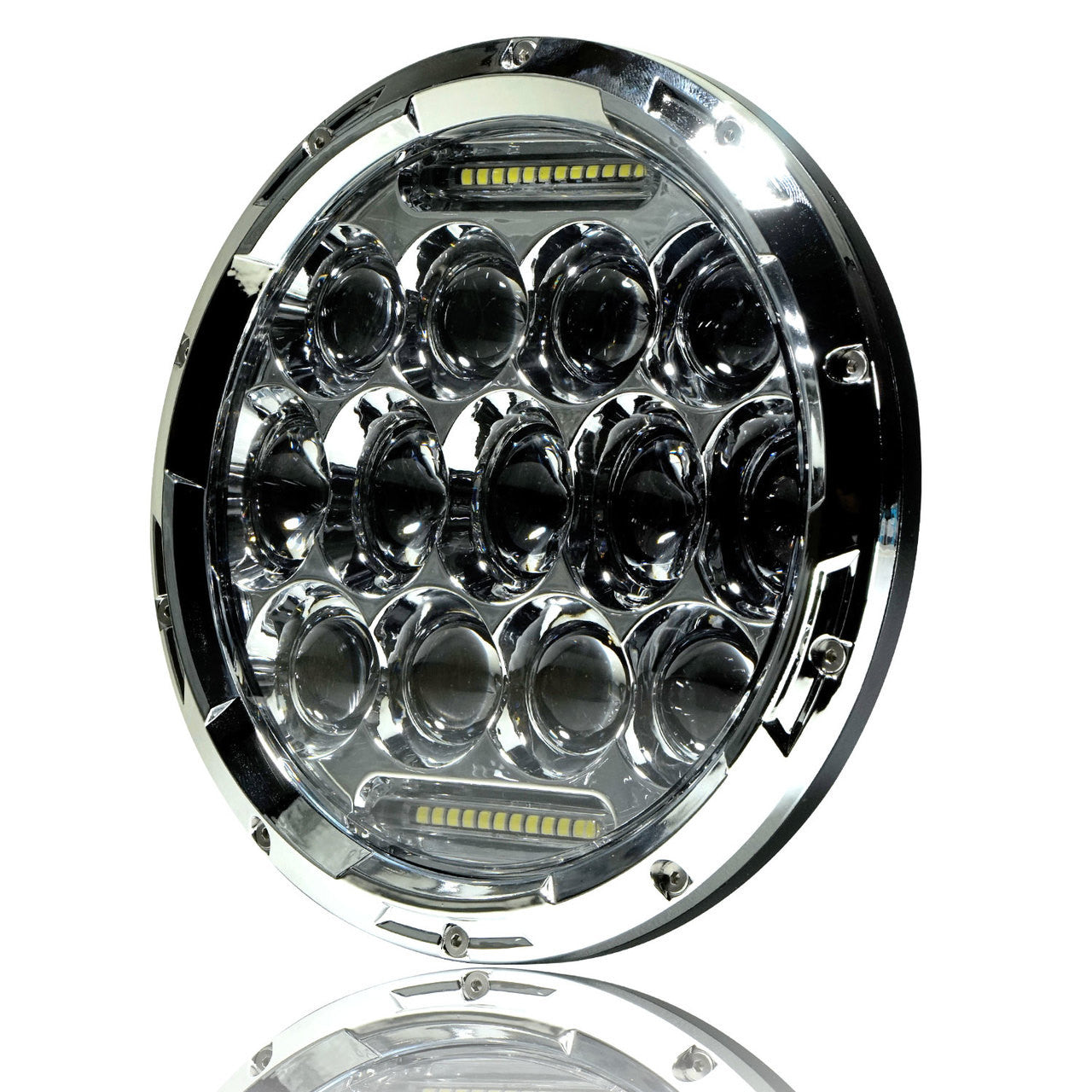 7 Inch Honeycomb Array Chrome LED Headlights Set Lighting