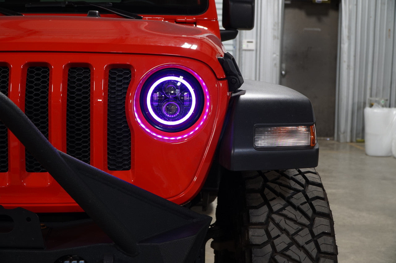 HALO RGB Color Projector LED Headlights for Wrangler JL & Gladiator 2018+ Lighting