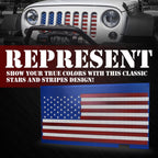 USA Flag Door Handle Inserts and Aluminum USA Flag Grille Insert for 2007 - 2018 Jeep Wrangler JK JKU - GENSSI Grille