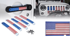 USA Flag Door Handle Inserts and Aluminum USA Flag Grille Insert for 2007 - 2018 Jeep Wrangler JK JKU - GENSSI Grille