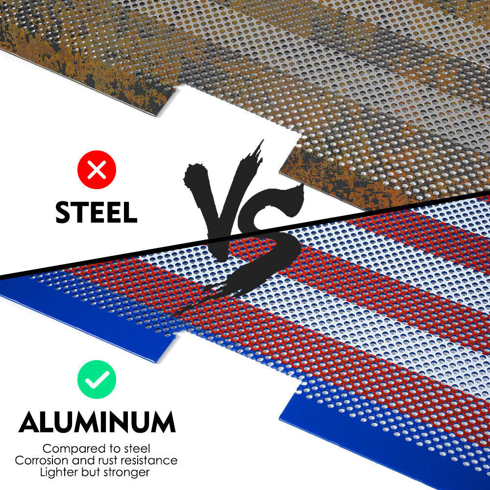 USA Flag Door Handle Inserts and Aluminum USA Flag Grille Insert for 2007-2018 Jeep Wrangler JK JKU Grille