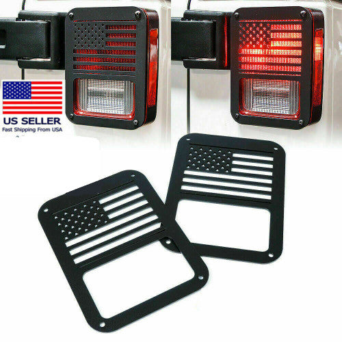 Rear Tail Light Cover Guards USA Flag for Jeep Wrangler JK 2007-2018 Default Title Exterior Part
