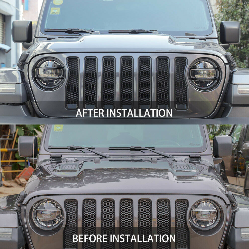 Front Headlight Lamp Guard Cover for Jeep Wrangler JL (2018 2023) Metal Black Lighting