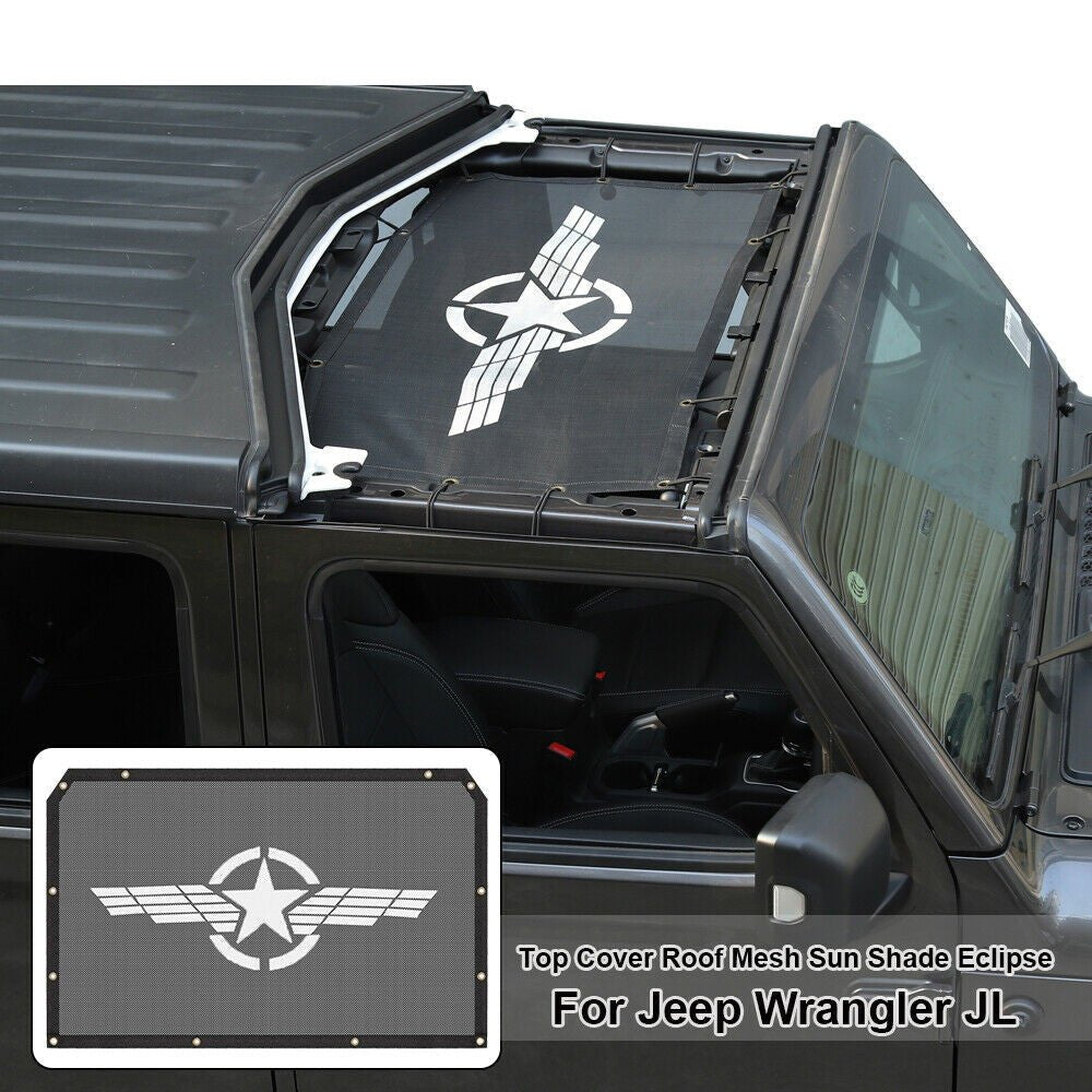 Front Mesh Bikini Top Cover UV Protection Sunshade Net For Jeep Wrangler JL 1pc - GENSSI Exterior Part