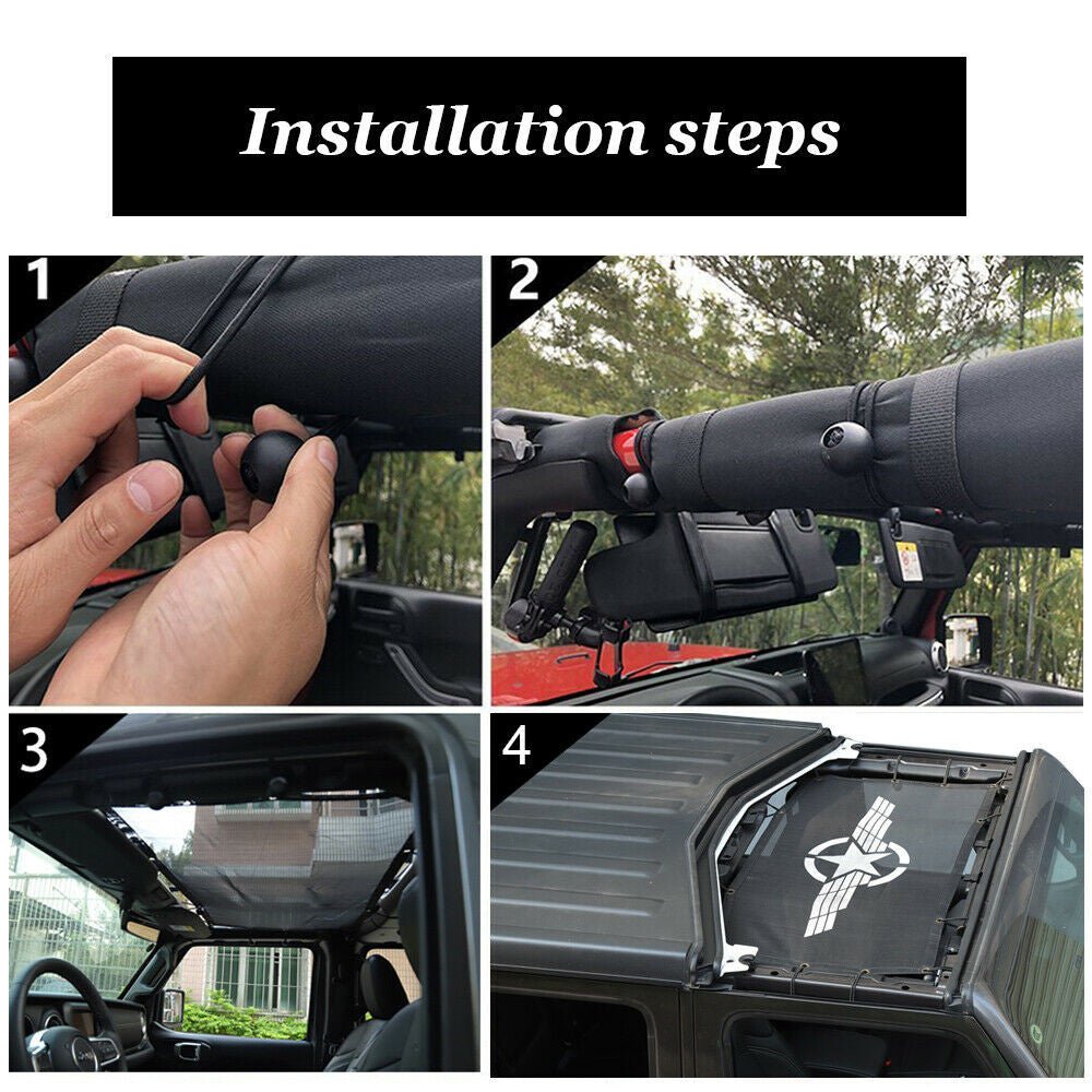 Front Mesh Bikini Top Cover UV Protection Sunshade Net For Jeep Wrangler JL 1pc - GENSSI Exterior Part