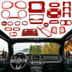 Full Set Interior Decoration Trim Kit for Jeep Wrangler JL 2018 - 2023 Red - GENSSI Interior Part