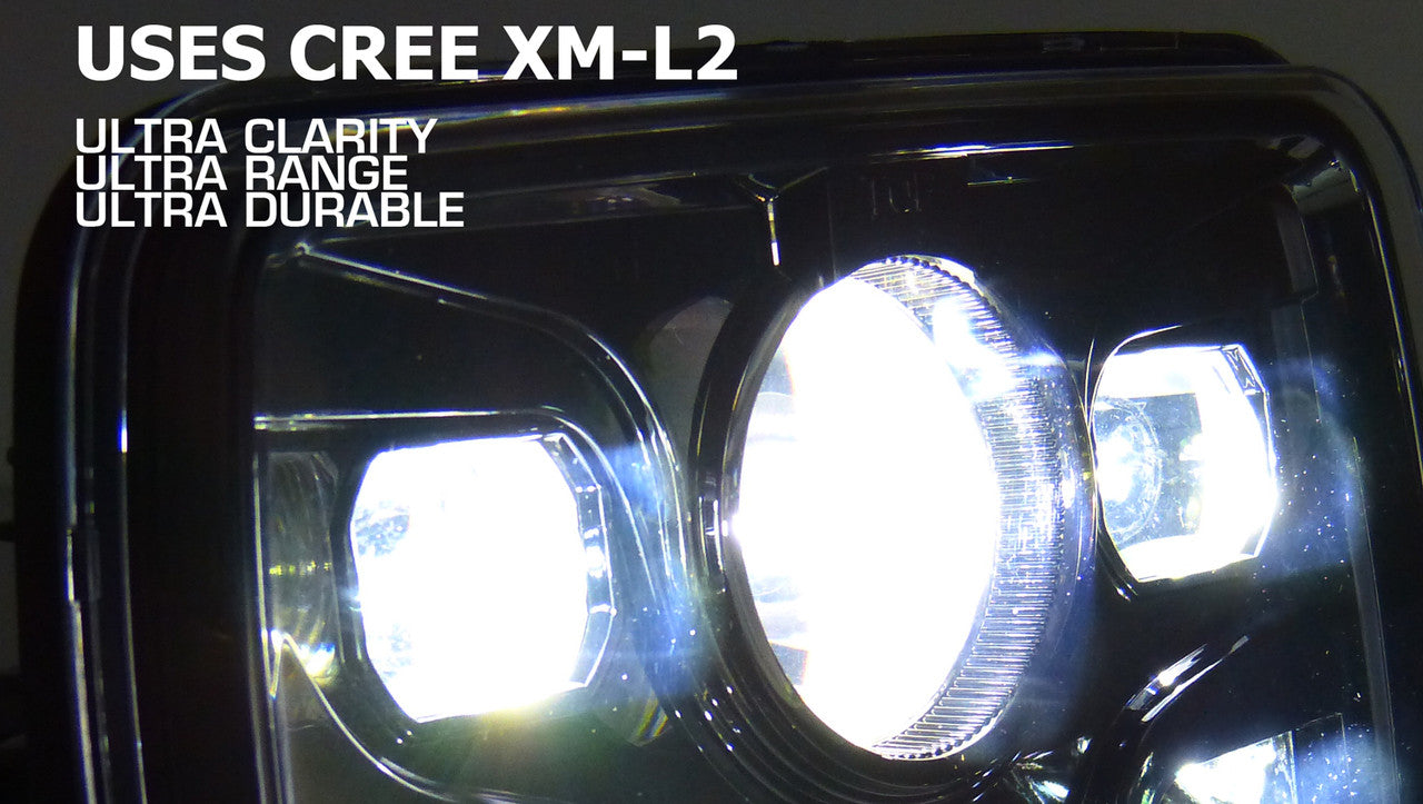 4x6 LED Projector Headlights H4651 H4652 H4656 H4666 H6545 Black Set Lighting