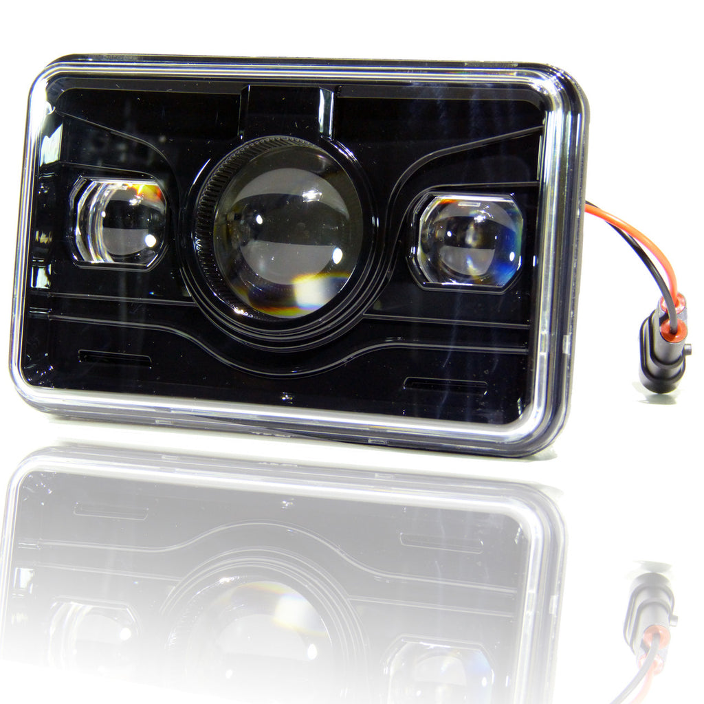 4x6 LED Projector Headlights H4651 H4652 H4656 H4666 H6545 Black Set Lighting