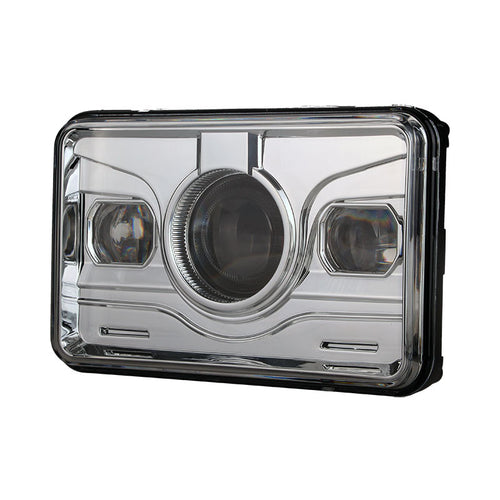 4x6 LED Projector Headlights H4651 H4652 H4656 H4666 H6545 Chrome Set Lighting