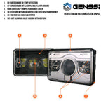 4x6 LED Projector Headlights H4651 H4652 H4656 H4666 H6545 Chrome Set - GENSSI Lighting