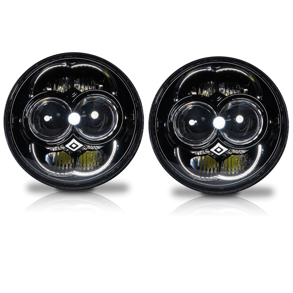 5.75 (5 3/4) Inch LED Black Projector Headlights Round DOT Set Lighting