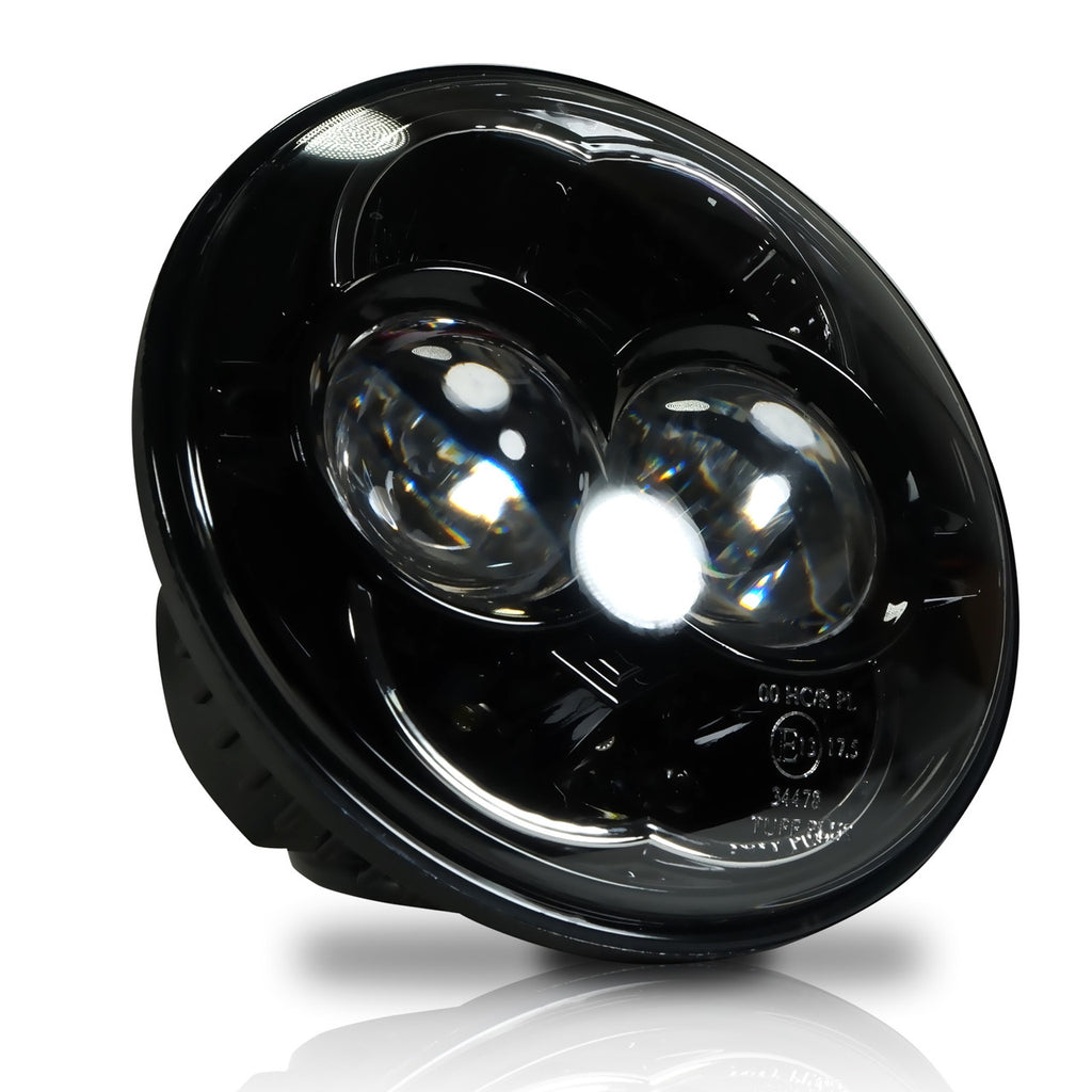 5.75 (5 3/4) Inch LED Black Projector Motorcycle Headlight Round DOT Lighting