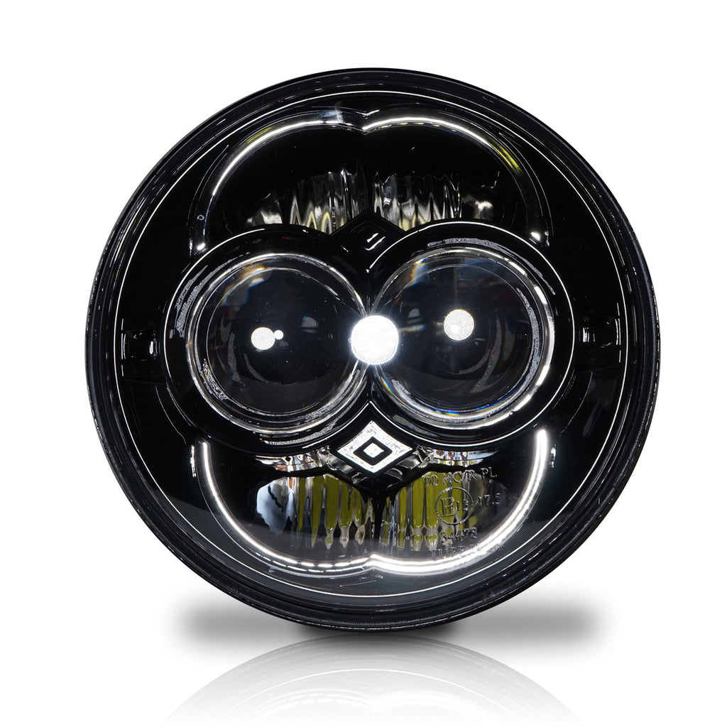 5.75 (5 3/4) Inch LED Black Projector Motorcycle Headlight Round DOT Lighting