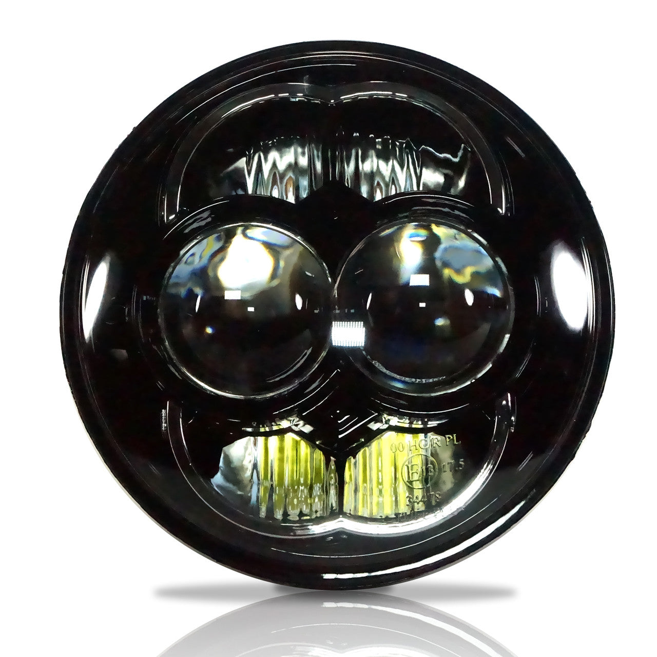 5.75 (5 3/4) Inch LED Black Projector Motorcycle Headlight Round DOT Lighting