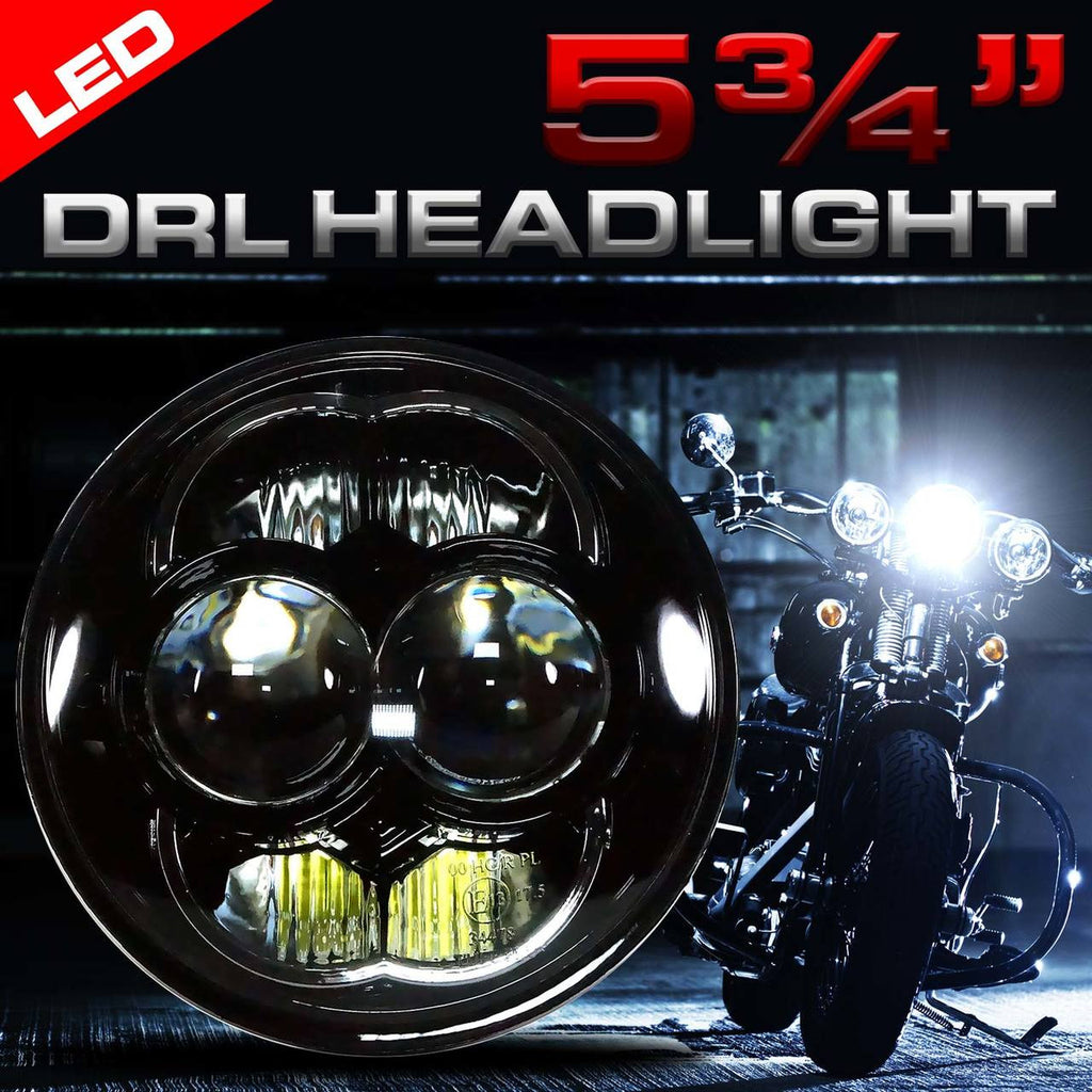 5.75 (5 3/4) Inch LED Black Projector Motorcycle Headlight Round DOT Lighting