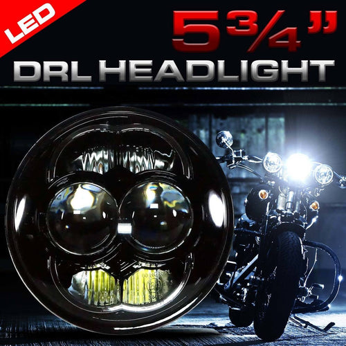 5.75 (5 3/4) Inch LED Black Projector Motorcycle Headlight Round DOT - GENSSI Lighting