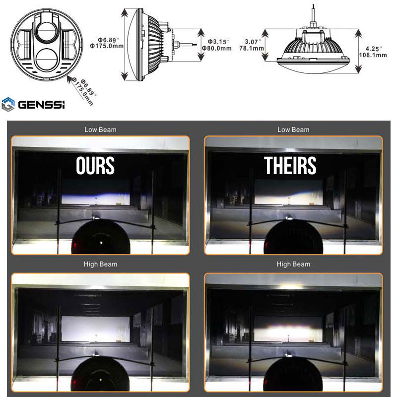 APOLLO Black Projector LED Headlights for Wrangler 1996-2018 Lighting