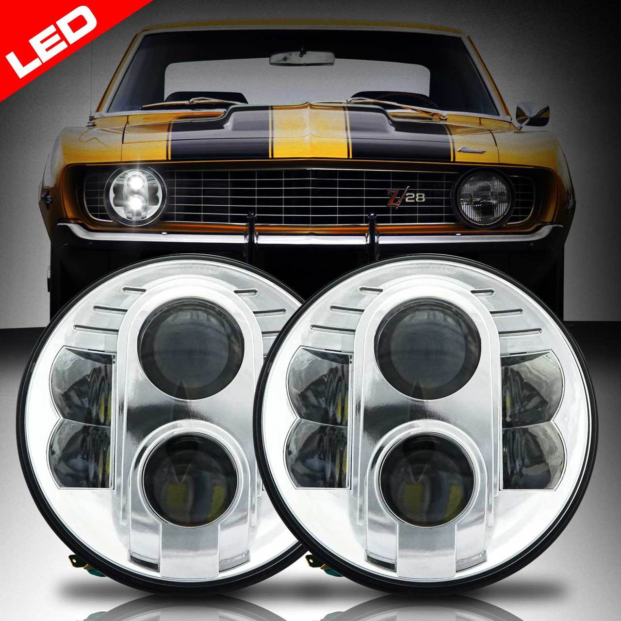 APOLLO Chrome Projector LED Headlights for Wrangler 1996-2018 Lighting